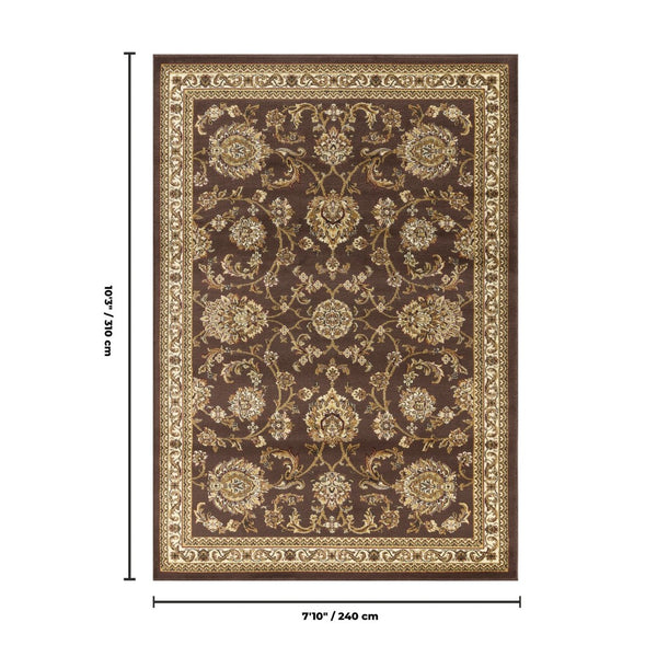 English Elm Classic Earth Tone Traditional Area Rug Low Pile for Living Room or Dining Space B186P452287