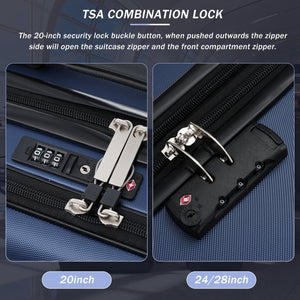 English Elm Luggage 5 Piece Hardside Abs Set with Front Access Carry on and Tsa Spinner Wheels Blue N732P391557C