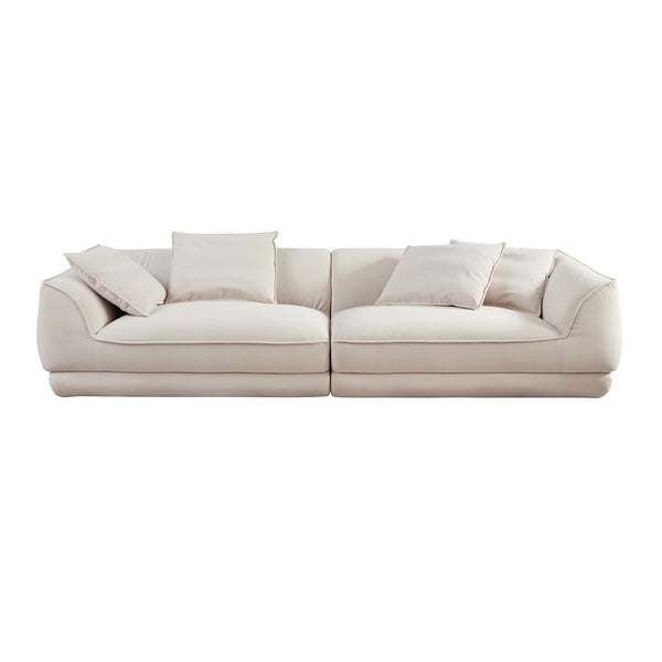 English Elm WKS16B Nordic Beige 3-Seater Sofa with Removable Flannel Covers, Solid Wood Frame, High-Rebound Sponge Comfort W2085S00054