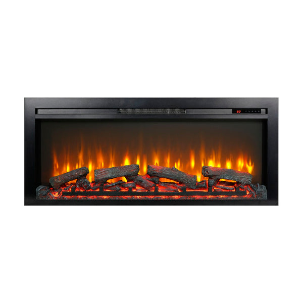 English Elm 44 Inch Recessed Electric Fireplace with Led Flame Heater and Remote for Living Rooms W1769P171420