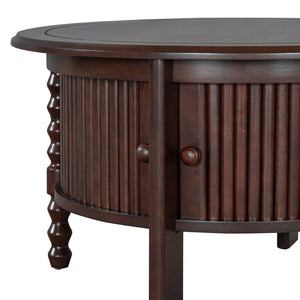 English Elm Vintage Round Coffee Table With Hidden Storage - Mid Century Modern Accent Table For Small Spaces N735P277387D-GIGA