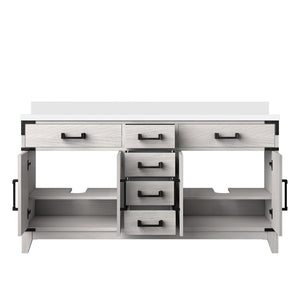 English Elm White Oak Double Bath Vanity 60" W X 22" D - Elegant Cultured Marble Top & Ample Storage Solutions B2731P259867-GIGA