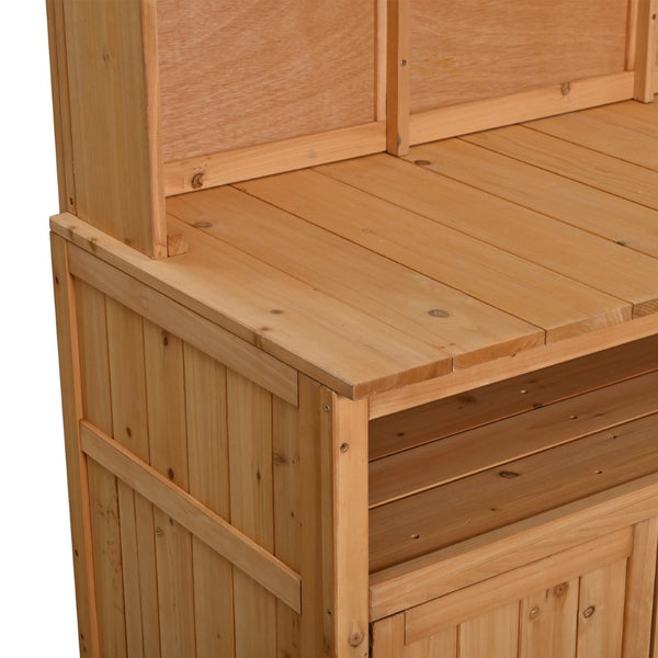 English Elm (with Hutch) Topmax Solid Fir Outdoor Potting Bench Station Cabinets Drawers Patio Garden Natural Wood N717P404332A
