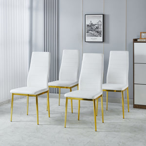 English Elm chair Elegant Gold Legs White Seat Set of 4 – Durable Metal Dining Chairs, Comfortable Stylish Design W234P241305