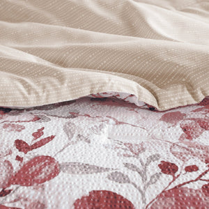JLA Home Regency Heights - Reversible Seersucker Comforter Set with Botanical Print and Stripes, Lightweight Oeko‑Tex Microfiber 90 L x 90 W x 1.5H RH10-0023