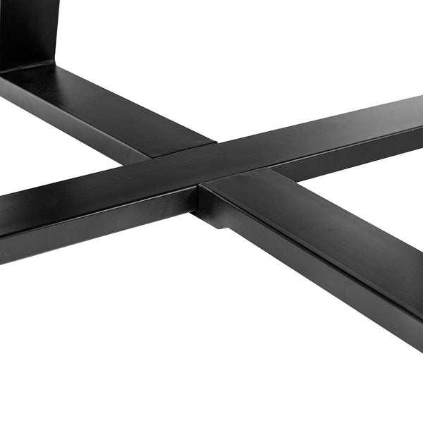English Elm D39.5x18" Round Coffee Table Black — Modern Overlapping Cross-Leg Frame, Durable Accent Table for Living Rooms W2078P291770