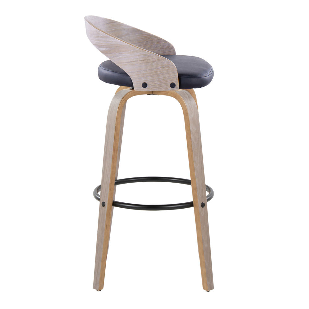 English Elm Grotto 30" Contemporary Barstool Set of 2 — Swivel Faux Leather Cushioned Seat, Wood Legs & Footrest B202S00592