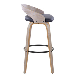 English Elm Grotto 30" Contemporary Barstool Set of 2 — Swivel Faux Leather Cushioned Seat, Wood Legs & Footrest B202S00592