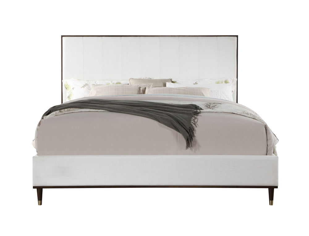 English Elm Cerana Light Gray Fabric Queen Bed with Wood & Metal Cap Legs, Upholstered Comfort, Durable Build B2726S00096
