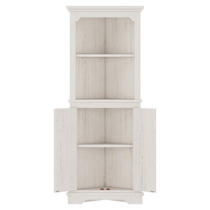 English Elm Tall Corner Cabinet with Open Shelves Enclosed Storage for Living or Dining Rooms W1580P425307