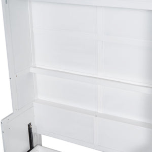 English Elm Queen Murphy Bed with Wardrobe Cabinet Hydraulic Lift Mdf Space Saving Wall Unit White LP000581AAK
