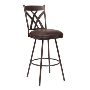 English Elm Dover Mid-century Counter Stool with Tall Back Swivel Seat and Faux Leather Cushion Brown B2736P464872