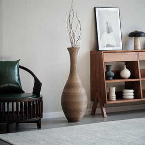 English Elm 39-inch Tall Artificial Rattan Floor Vase with Modern Beige Finish, 37.75" Sturdy Statement Accent for Living Room39-inch Tall Artificial Rattan Floor Vase with Modern Beige Finish, 37.75" Sturdy Statement Accent for Living Room Beige+Grey W2796P193944