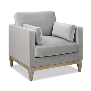 English Elm Jennifer Taylor Home - Knox 36" Plush Velvet Arm Chair In Opal Grey - Modern Farmhouse Design With Removable Cushions B2719P238324