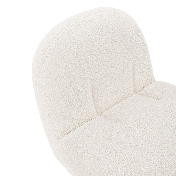 English Elm Edina Boucle Lounge Chair White — Luxurious Bouclé, Brushed Gold Base, 440 lb Capacity, Ready-to-Use B365P397977