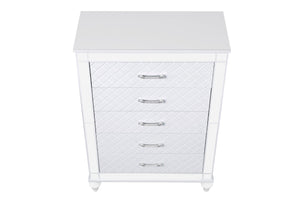 English Elm Livorno Embossed Silver Champagne Chest with Felt-Lined Top Drawer, Dovetail Full-Extension Drawers, Mirror Trim Accents Silver+White 50 L x 39 W x 20 H B078P286324