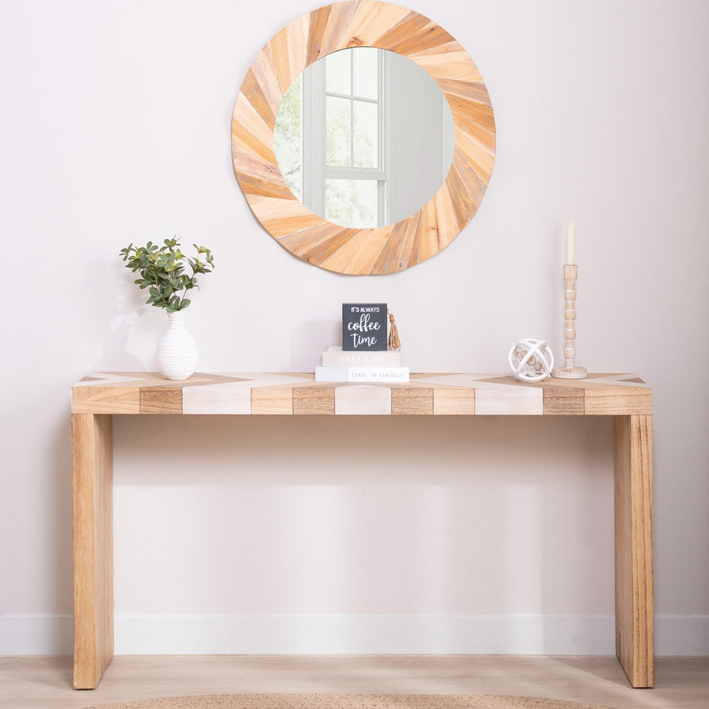 English Elm Modern Chevron Wood Console Table 62 Inch Entryway Sofa Accent for Any Room W2729P356958