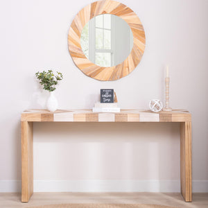 English Elm Modern Chevron Wood Console Table 62 Inch Entryway Sofa Accent for Any Room W2729P356958