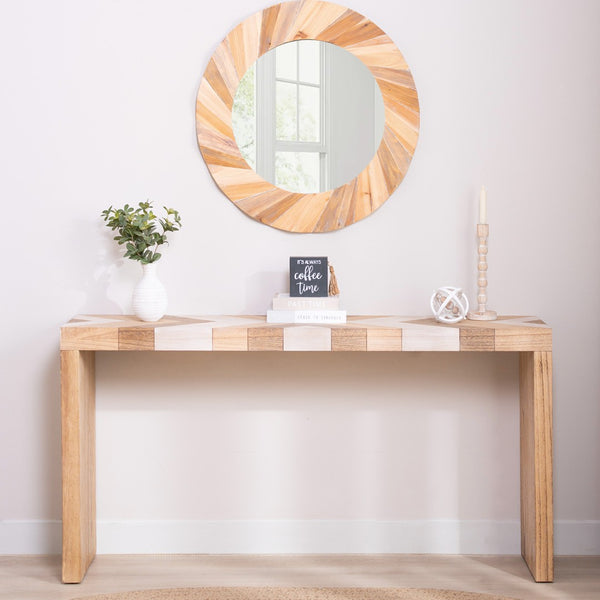 English Elm Modern Chevron Wood Console Table 62 Inch Entryway Sofa Accent for Any Room W2729P356958