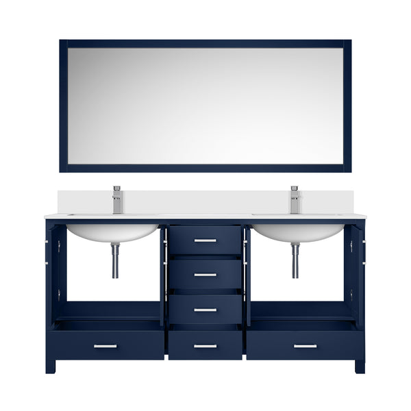 English Elm Navy 72" Double Bath Vanity with Cultured Marble Top, Chrome Faucet, Scratch-Resist Surface, Mirror B2731S01025