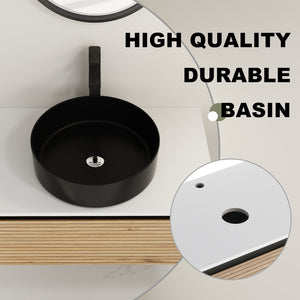 English Elm 30'' Floating Wall Mounted Vanity Hand Painted Ceramic Vessel Sink Soft Close Drawer W999S00360
