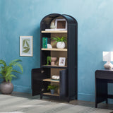 Chantelle Modern Arched Bookcase with Statement Wood Cabinet Pulls Black WECHA41OS2BL0 Walker Edison