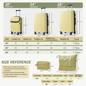 English Elm Luggage 5 Piece Hardside Abs Set with Front Access Carry on and Tsa Spinner Wheels Yellow N732P391557Y