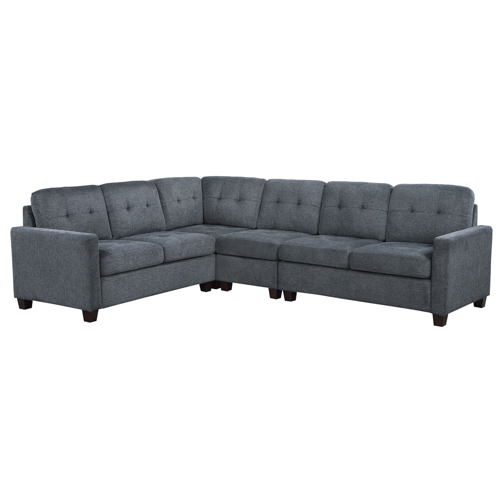 English Elm Ashland 4-Piece Upholstered Sectional Sofa Set with Plush Fabric, Block Wood Legs, Entertainer’s Dream Steel Gray B062S01049