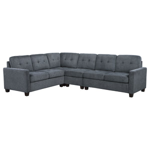 English Elm Ashland 4-Piece Upholstered Sectional Sofa Set with Plush Fabric, Block Wood Legs, Entertainer’s Dream Steel Gray B062S01049