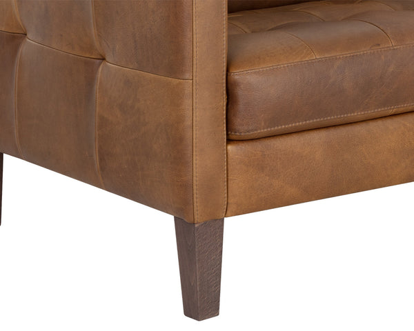 Sunpan Karmelo Sofa: Timeless Italian Design with Luxurious Leather and Solid Beech Wood Legs for Your Home Cognac Leather