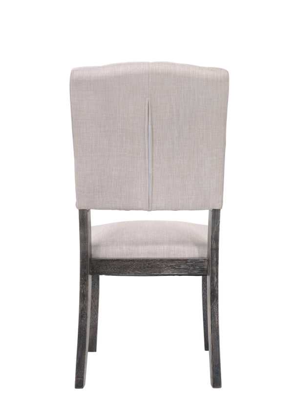 English Elm Bernard High-Back Linen Side Chair Set of 2 with Button Tufting, 4" Foam, Tapered Solid Wood Legs Beige,Gray 44 L x 14 W x 20 H B2726P264973