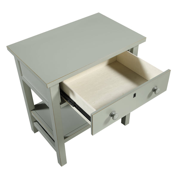 English Elm Finley Rustic 1-Drawer Nightstand with Open Shelf, Distressed Wood Finish, Dovetail Drawer Craftsmanship Antique Gray B050P376952