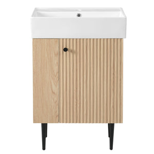 English Elm 21.6" Wood Left Side Storage Bathroom Vanity with Ceramic Sink, Soft-Close Door, Gold Handles, Modern SV000007AAD