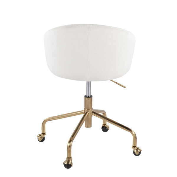 English Elm Task Chair with Black Velvet Seat and Glam Metal Base for Home Office Cream,Gold B202P474176