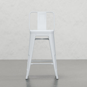 English Elm Keeley White 24" Metal Counter Height Stool Set of 2 — Curved Back, Footrest, Durable Powder Coat Finish B2732P253607