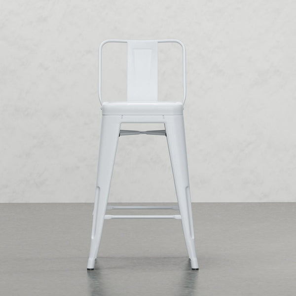 English Elm Keeley White 24" Metal Counter Height Stool Set of 2 — Curved Back, Footrest, Durable Powder Coat Finish B2732P253607