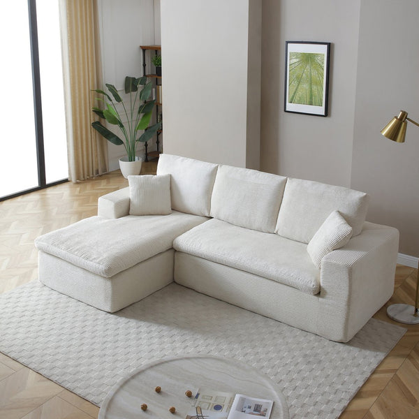 English Elm 102" Cloud Sectional Couch with L-Chaise, Modular Corduroy Sofa, No-Assembly, Plush 50" Lounge Comfort W1117S00120