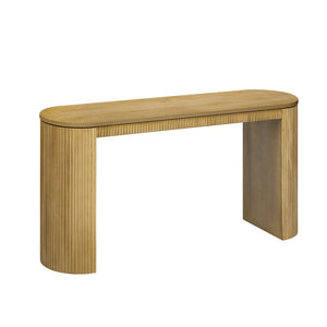 English Elm U_Style Elegant Curved Console Table With Vertical Stripe Detail - Perfect For Living Room & Entryway N711P205935N-GIGA