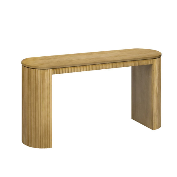 English Elm U_Style Elegant Curved Console Table With Vertical Stripe Detail - Perfect For Living Room & Entryway N711P205935N-GIGA