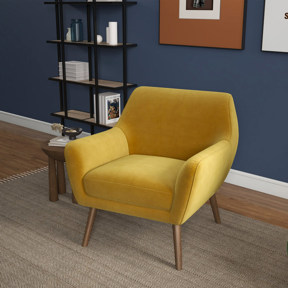 English Elm Ashcroft Furniture - Panom Gold Velvet Lounge Chair with Plush Performance Velvet, Solid Wood Frame, High-Density Foam Comfort B183P301090