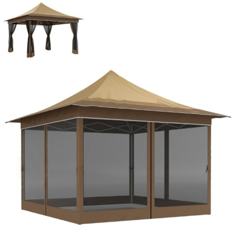English Elm Adjustable Pop up Gazebo with Mesh Walls Oxford Fabric Canopy for Patio Garden T3971P426988