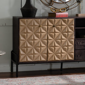 English Elm Solid Wood Sideboard With Handcrafted Geometric Design, Smart Storage & Rustic Finish For Versatile Spaces W3158P351694-GIGA