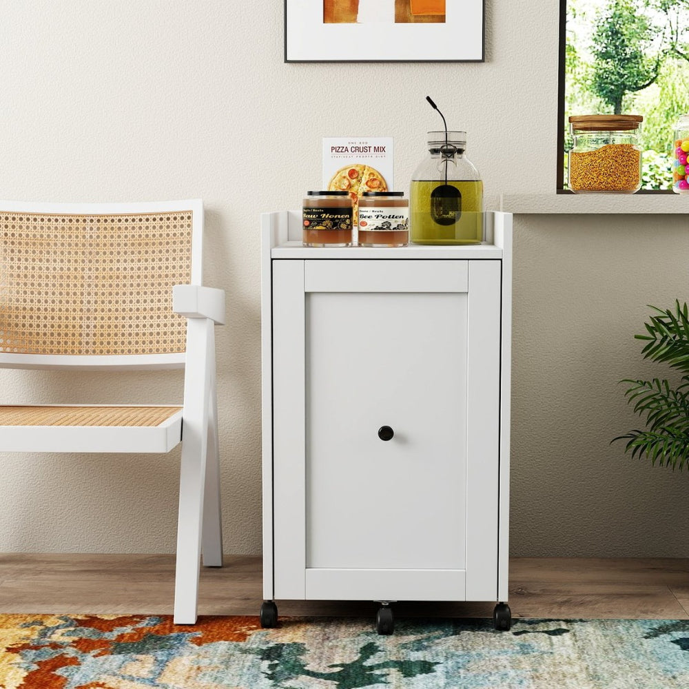 English Elm Organizer Rolling Three Tier Pantry Storage Cabinet with Wheeled Base Slim Fit W331P379769