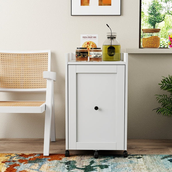 English Elm Organizer Rolling Three Tier Pantry Storage Cabinet with Wheeled Base Slim Fit W331P379769