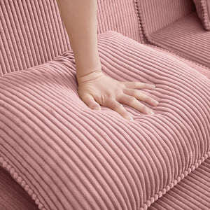 English Elm Modular Boneless 2-Seat Loveseat Sofa with Plush Corduroy, Deep Cloud Comfort and Removable Pillows Pink W3041P353184