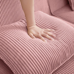English Elm Martha Armless Corduroy Sofa Deep Seat Lounge Design with Cloud Comfort Pillows Pink W3041P353185