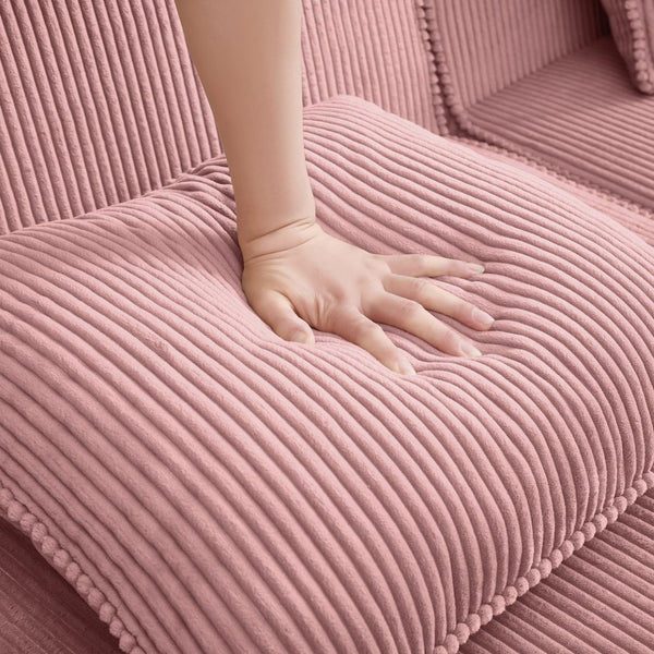 English Elm Martha Armless Corduroy Sofa Deep Seat Lounge Design with Cloud Comfort Pillows Pink W3041P353185