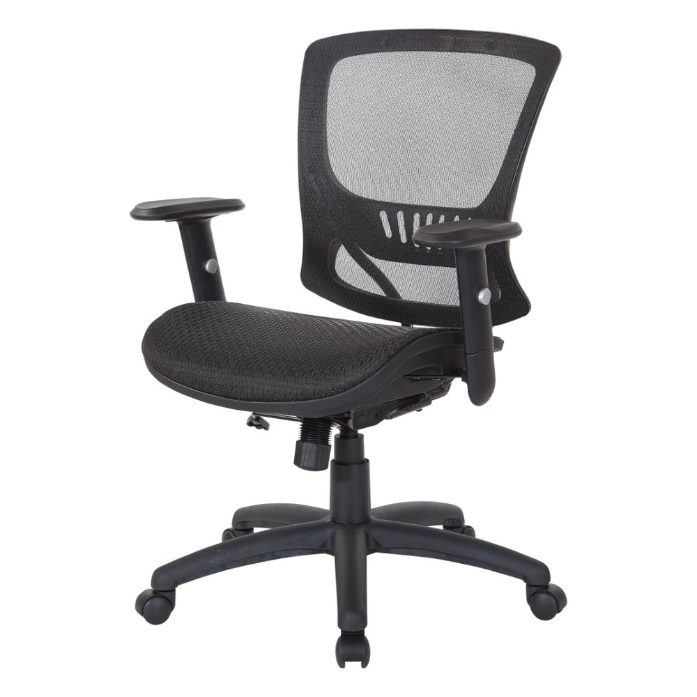 OSP Home Furnishings Mesh Back Ergonomic Office Chair with Lumbar Support Breathable Seat and Padded Arms Nylon EM98910-3