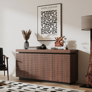 English Elm Sideboard Modern 4-Door Buffet Cabinet with Spacious Top and Enclosed Storage, Durable 66" Long Finish Antique brown W2263P353791