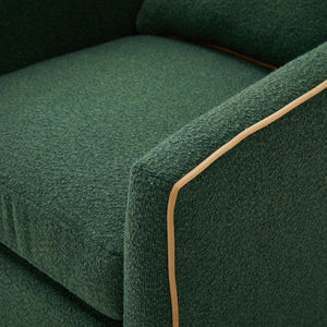 English Elm Swivel Barrel Accent Chair Boucle Upholstered with 360 Base for Living Room Corners Green N763P376127F
